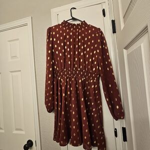 Cupshe Dress in Maroon and Gold Dots